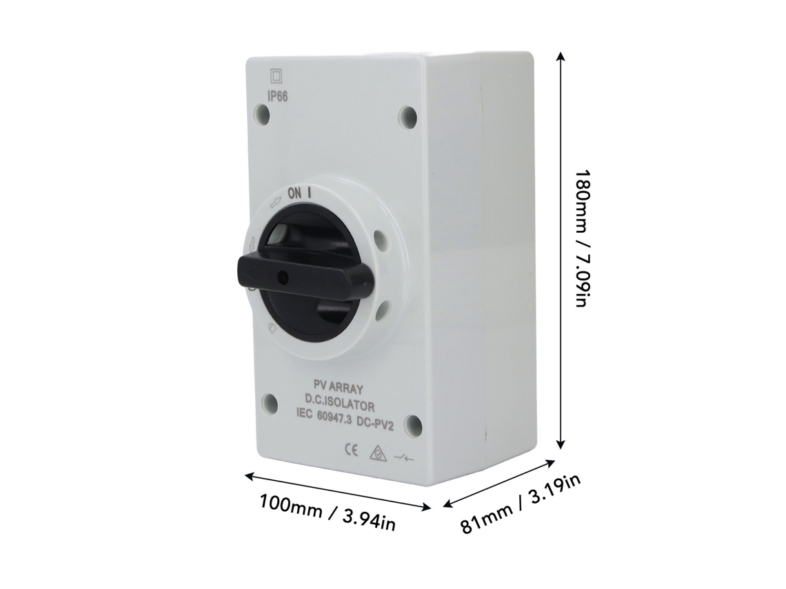 Interruptor De Desconexão Dc Pv 1000v 32a Ip66 Compacto
