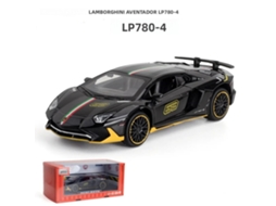 (preto) Miniatura De Carro Aventador Lp780-4 Svj Em Escala 1:32, Feita Em Metal Fundido.