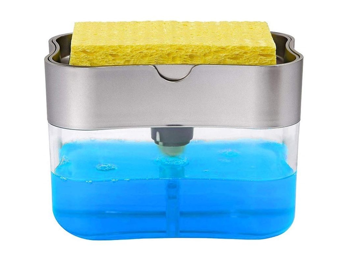 Dispensador de sabão com suporte para esponja para cozinha Pia Liquid Counter