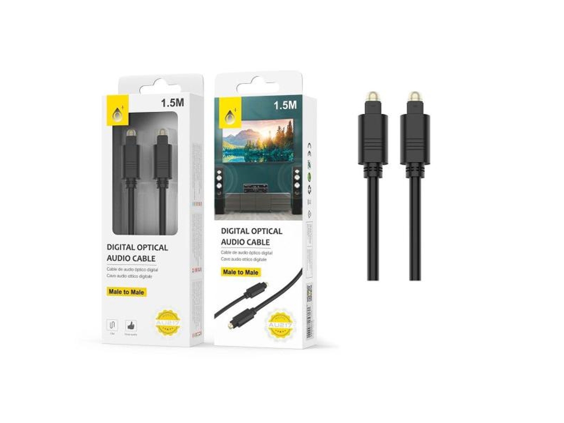 Au217 Negro Cable Óptico De Audio Toslink Macho A Macho De 1.5m Jc