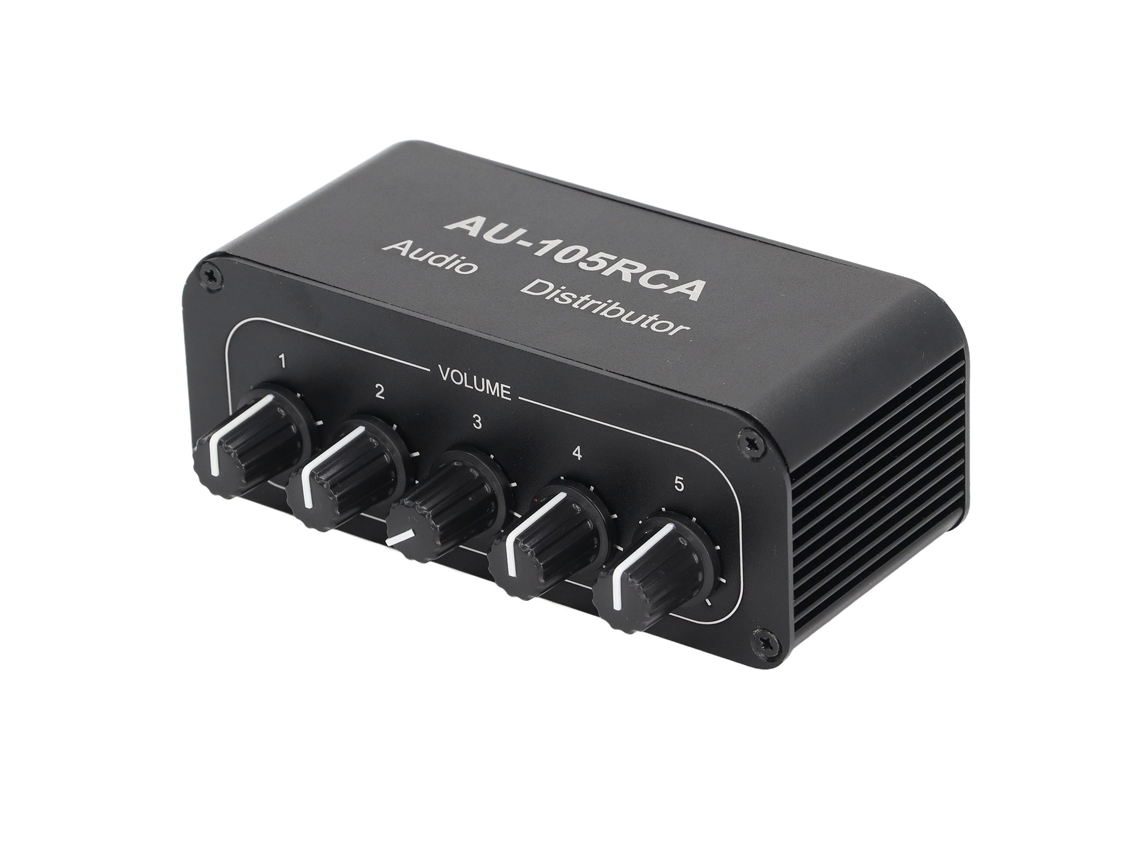 Comutador de Áudio Bidirecional 5 Vias Estéreo Alto fidelidade Splitter para Sala de Conferência Multimídia