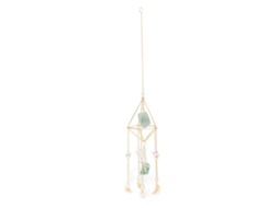 Mali campainha de Vento Lua com Cristal Colorido Pendente Decorativo Jardim Casa 46cm