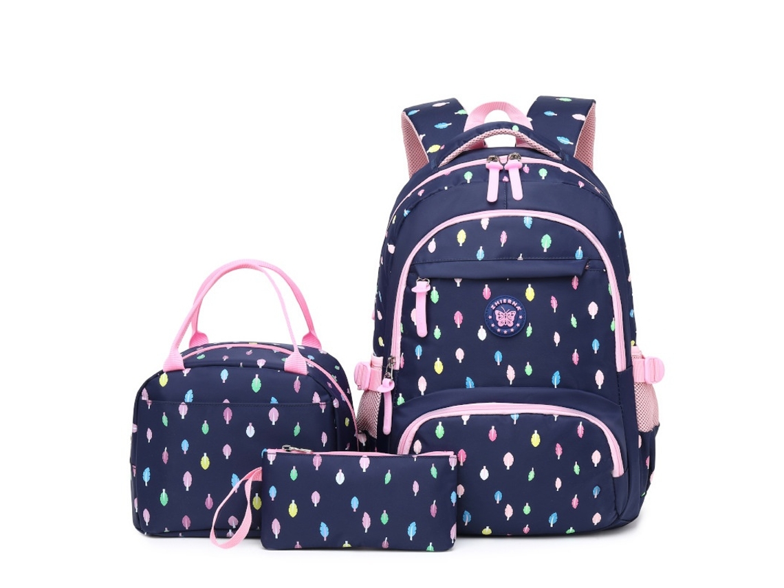 Mochila Impressa Para Estudante Do Ensino Secundário De 19 Polegadas Azul Elysve