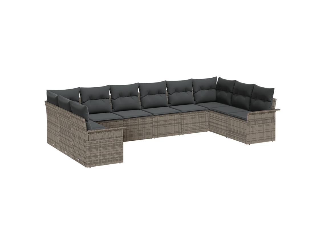Conjunto 10 Conjunto De Sofá Modular Vidaxl Cinzento Vime Pe (344 X 187,5 X 85 Cm)