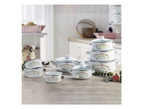 Caçarola com Tampa de Vidro  Memory Aço Esmaltado - 18 cm
