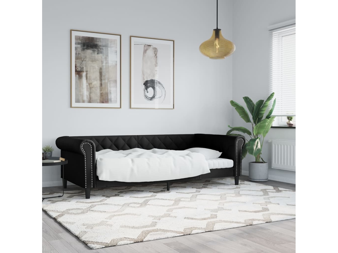 Vidaxl Sofá-cama 80x200 Cm Couro Artificial Preto