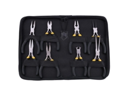 Conjunto De 8 Mini Alicates, Incluindo Alicate Bico Longo Com Dentes, Fino Curvo, Diagonal, Cortador, Cabo Preto E Protetor. -aquaforge