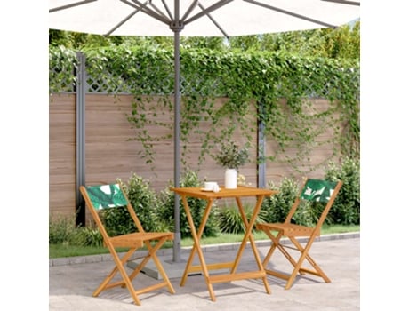 Conjunto 3 Peças Bistrô Tído/madeira Maciça Padrão Folhas Dkd Home Decor