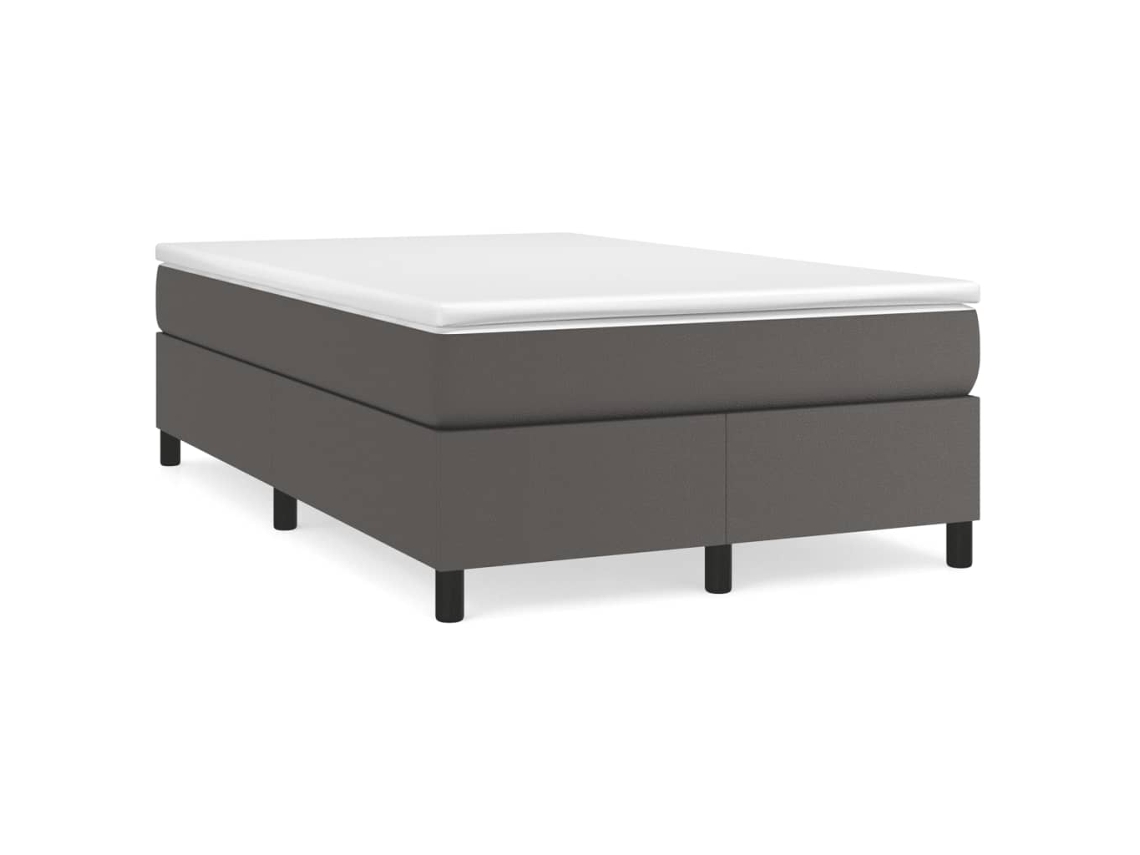 Vidaxl Cama Boxspring Com Colchão 120x190 Cm Couro Artificial Cinzento