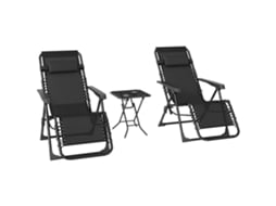 Conjunto 2 Espreguiçadeiras Gravidade Zero Mesa Preto