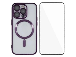 Capa Magnética De Tpu Galvanizado Com Proteção Total E Vidro Temperado Para Iphone 12 Pro De 6,1 Polegadas