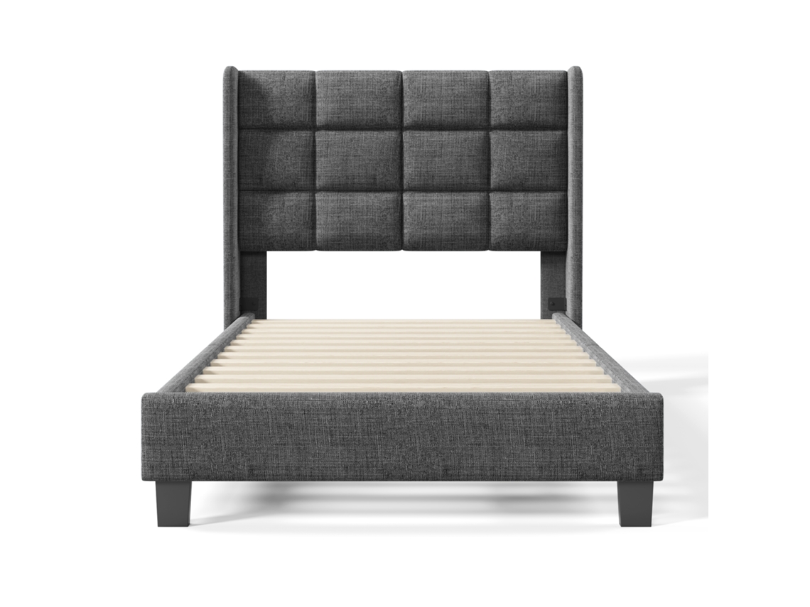 Cama de Solteiro Estofada 90x200 com LED, Cabeceira, USB, Sistema Hidráulico PAPRIKA