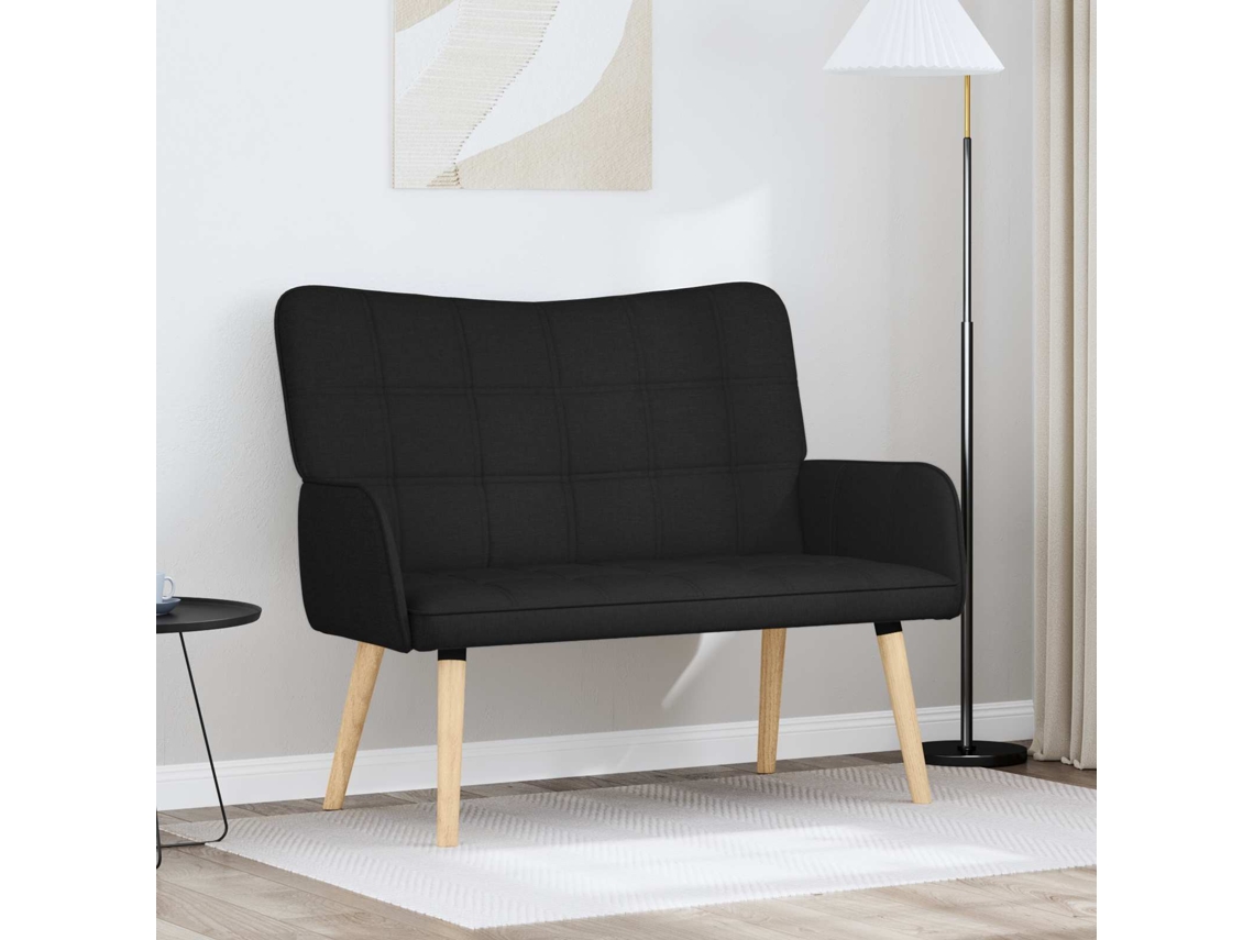 Vidaxl Sofá Para 2 Pessoas Preto 115 X 61 X 87 Cm Tecido