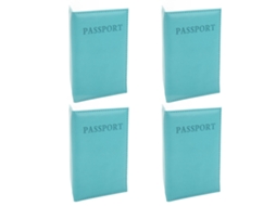 Conjunto De 4 Porta, Passaportes Em Couro Pu Macio E Impermeável, Carteira De Viagem Para Homens E Mulheres, Azul Claro