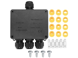 Cjy Caixa De Junção Impermeável Ip68 Para Jardim Familiar Externa Com 4 Conectores Cabos Ø4mm A 12mm