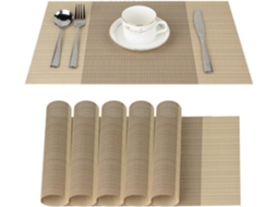 Jogos Americanos - Antiderrapantes Laváveis - Pvc Resistente Ao Calor - Conjunto De 6 - 30x45cm Listrado Bege
