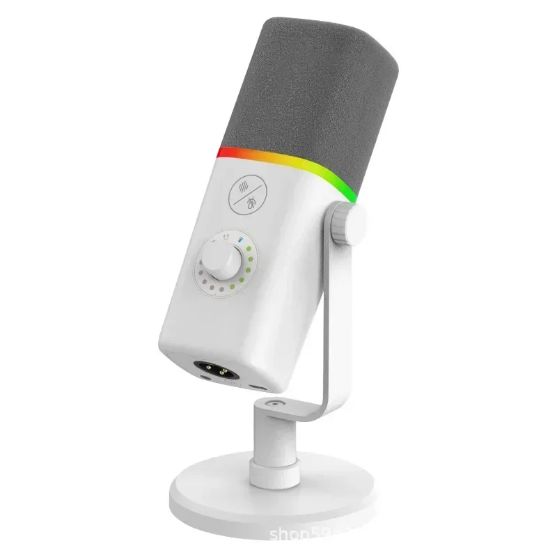 Microfone para Transmissões Ao Vivo com Iluminação RGB MDUG (branco)