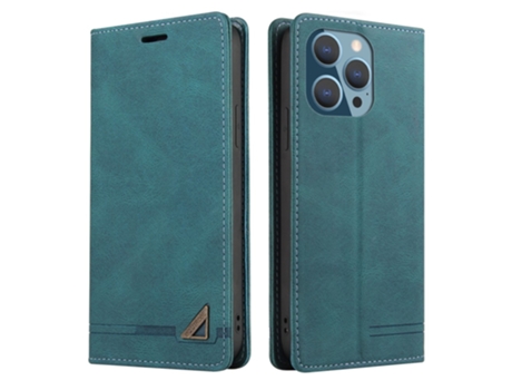 Capa Bloqueio Rfid Para Iphone 14 Pro Max Gq.utrobe Pele Sintética Azul
