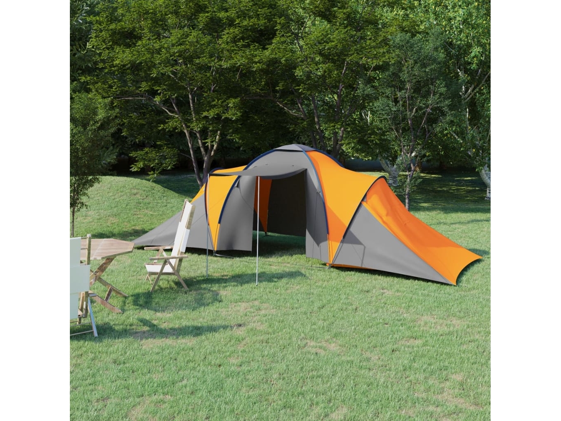 Vidaxl Tenda De Campismo Para 6 Pessoas Cinzento E Laranja
