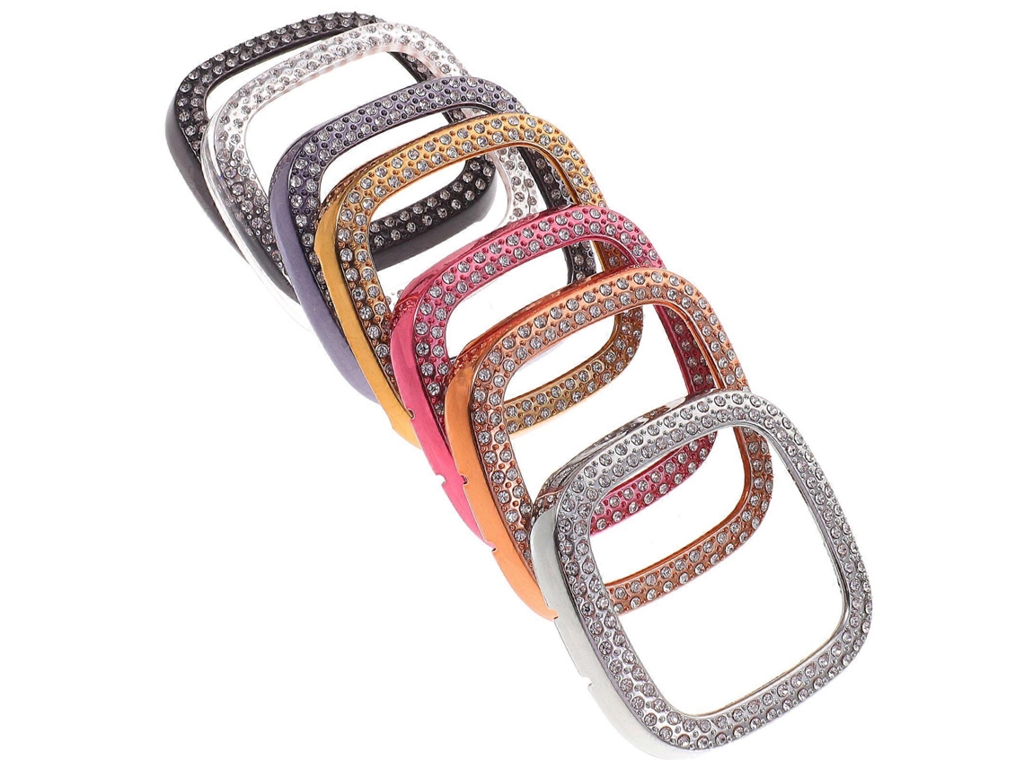 Capa protetora para relógio inteligente com 7 peças e strass incrustado, compatível com Fitbit Versa 3/Sense VONKELIOS