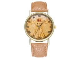 Reloj De Pulsera Analógico De Cuarzo Con Dial Redondo Para Hombre Y Mujer Zhoulianfa Beige