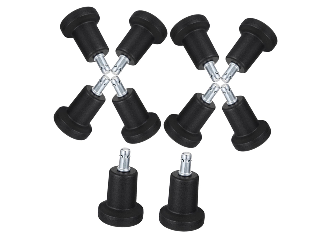 Conjunto de 10 Peças de Deslizadores Fixos para Cadeiras de Escritório, em Nylon e Aço, com Proteção Antiderrapante para o Piso. SFUSHOS