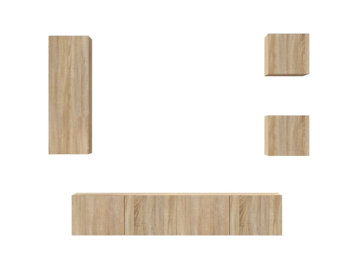 Tv Cabinet Set, Tv Cabinet Sets Vidaxl Marrom Madeira Processada (n/a)