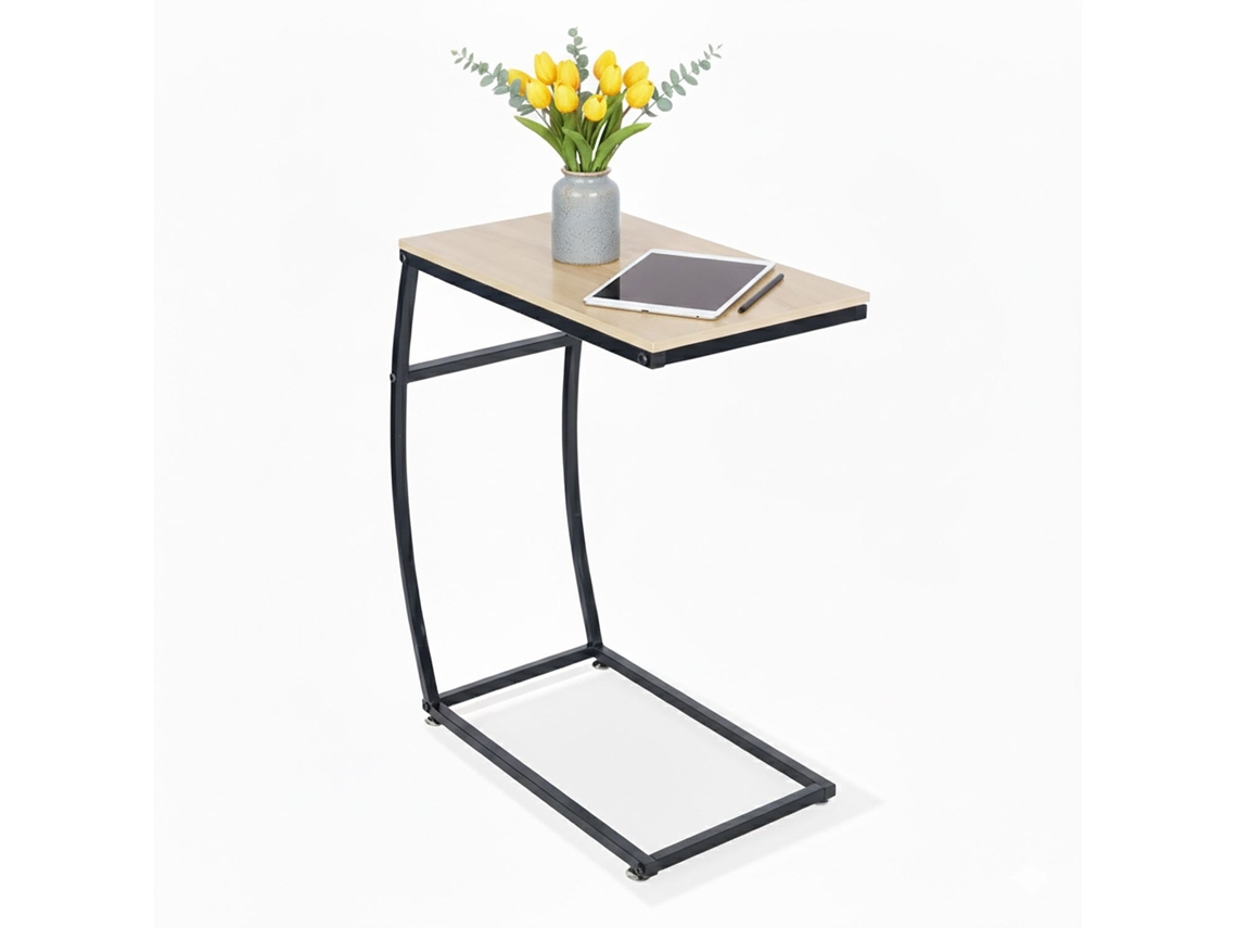 Mesa De Apoio Em Formato C Para Sofá E Cama, Metal E Mdf