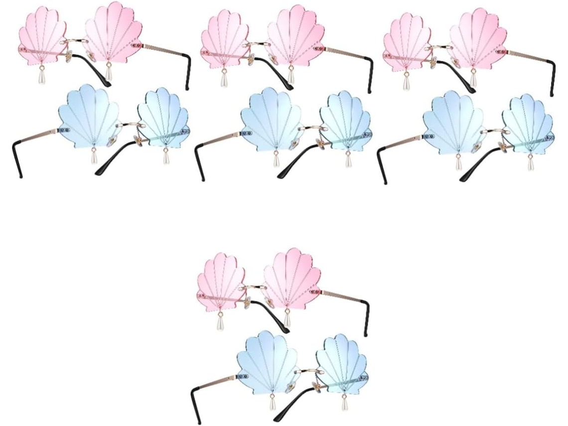 Conjunto de 6 Óculos com Pingente Concha, Ideais para Festas, Raves, Eventos e Muito Mais. CHABERLU