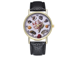 Reloj De Cuarzo Unisex Con Correa De Cuero Pu Dial De Caparazón Moda Pulsera Negro