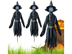 Decoração de Halloween para Jardim 3 Bruxas Iluminadas com Estacas, Acessório Assustador de Terror para o Dia Das CHABERLU