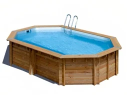 Piscina de Aço GRE Imitação de Madeira Natural (551x351x119 cm)
