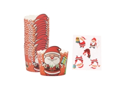 2 Conjuntos De Base Para Cupcakes Natal, Molde Resistente Ao Calor Em Formato Alce E Boneco Neve, Papel Bolo.