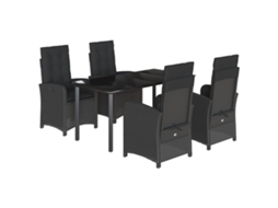 Garden Dining Set, Garden Dining Sets Vidaxl Preto Rattan / Vime (mesa Com 160 Cm De Comprimento)