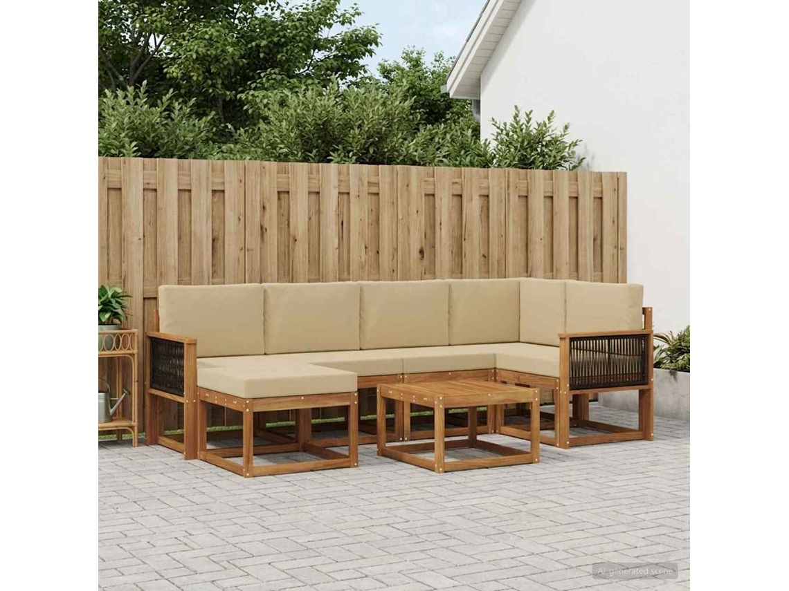 Vidaxl Conjunto De Sofás Para Exterior 7 Unid. Natural E Bege