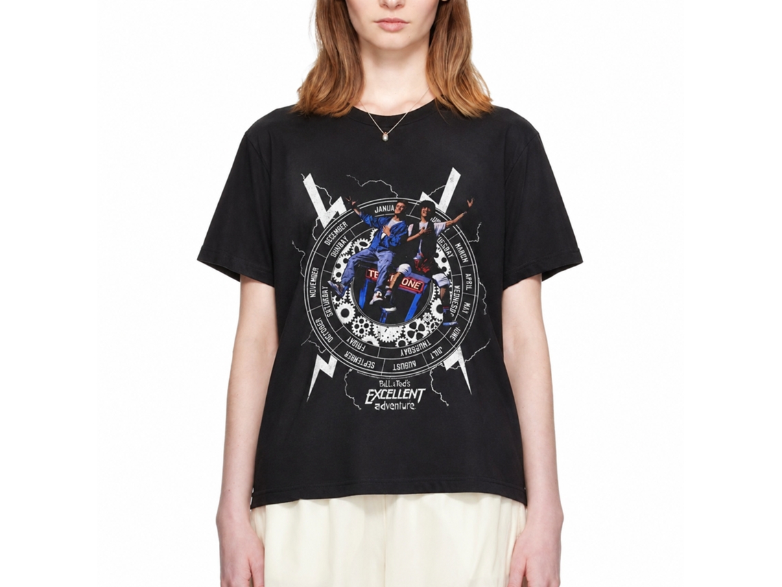 Rockinstone Bill And Ted Back To Time Black Adult T-shirt Size:l