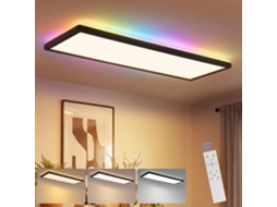 Candeeiro de Teto Led Preto Retangular Rgb Regulável de 58x20cm 22w com Comando Ideal para Oficina Corredor Cozinha e Sala de Estar ZMH
