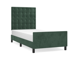 Bed Frame With Headboard, Bed Frames With Headboards Vidaxl Verde Veludo (90 X 190 Cm)