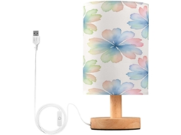 Abajur De Cabeceira Floral Para Quarto, Com Portas De Carregamento Usb C, Luminária De Mesa Cabeceira, Luminária De