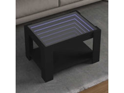 Vidaxl Mesa De Centro C/ Leds 73x53x45 Cm Derivados De Madeira Preto
