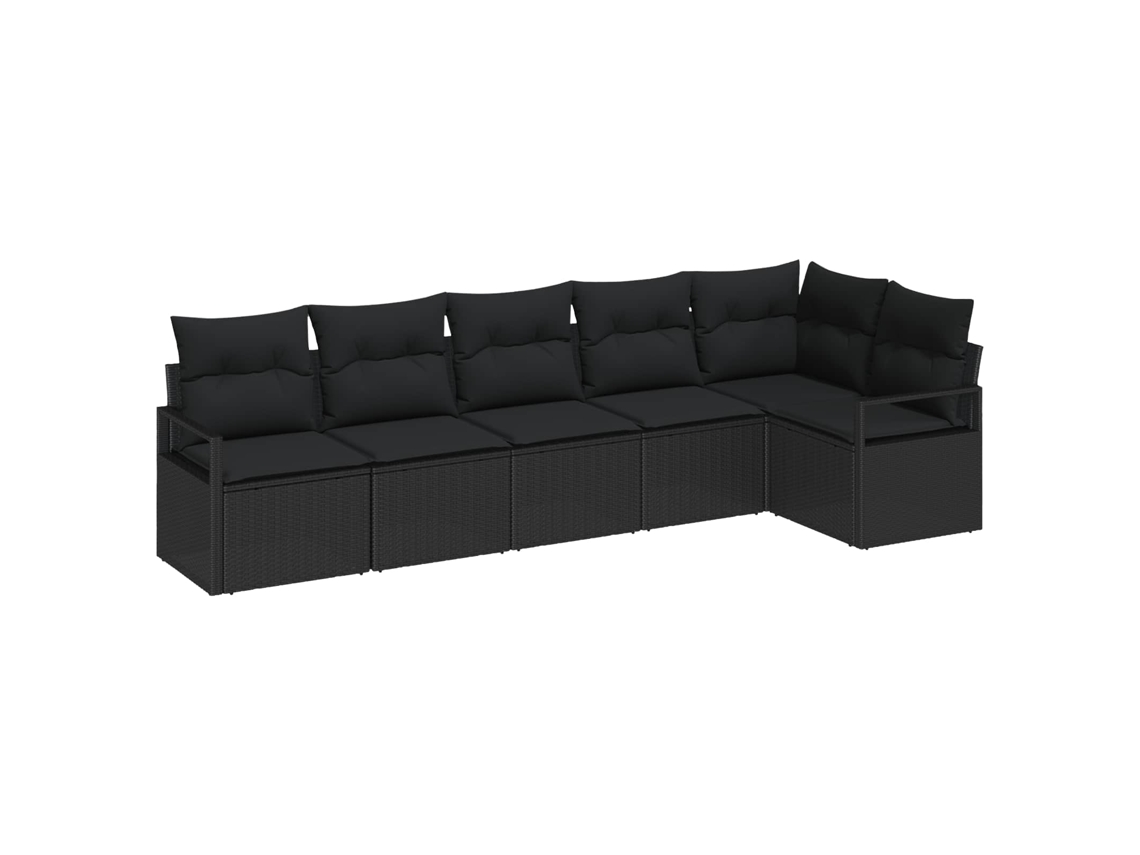 Vidaxl Conjunto De Sofás 6 Unid. Preto Vime Pe