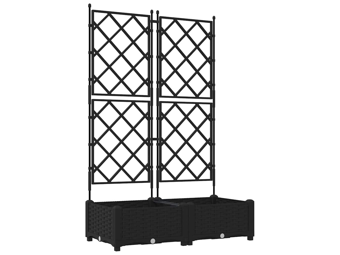 Conjunto 2 Vaso De Jardim Vidaxl Preto Polipropileno (80 X 40 X 125,5 Cm)