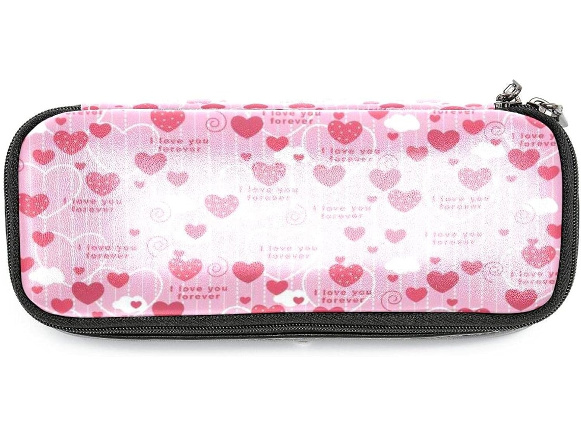 Estampa grande com corações rosa, perfeita para o dia do casamento com dois nomes, ideal para escola ou mesa.