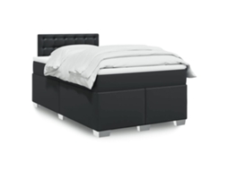Vidaxl Cama Boxspring Com Colchão 120x190 Cm Couro Artificial Preto