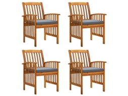 Vidaxl Cadeiras De Jantar P/ Jardim 4 Pcs C/ Almofadões Acácia Maciça