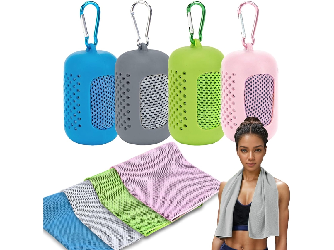 Conjunto de 4 Toalhas Refrescantes 101x30 Cm, Frias de Microfibra Macias e Respiráveis para Academia, Treino, Ioga, Esportes e Viagens AQUAFORGE