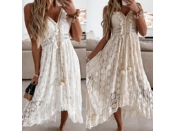 2026 vestido Midi de Encaje Con Tirantes, Falda Ancha Y Cuello V, Elegante Y Sexy para Fiesta de Verano