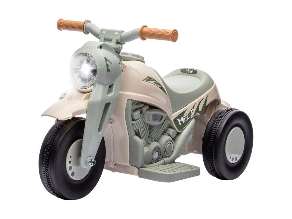 Motocicleta Elétrica 6v Música Ventilador Farol 2,5-3km/h 2-5 Anos Creme
