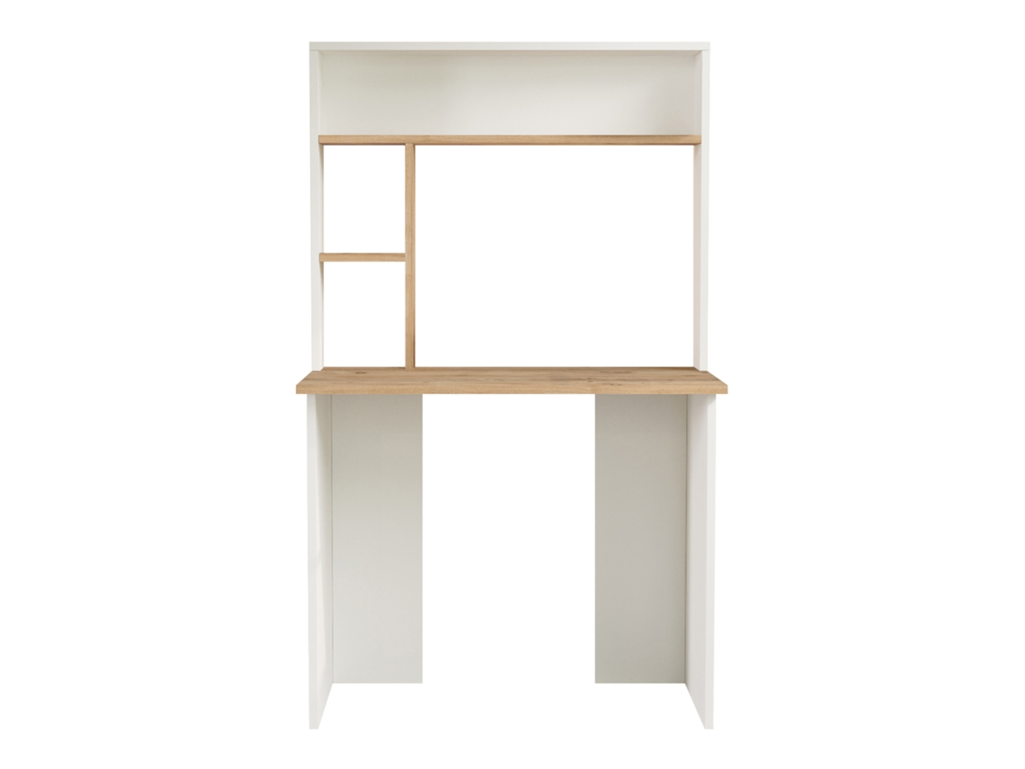 Tópisa Secretária com Estante 149X90X52Cm Carvalho/Branco [EN.CASA]