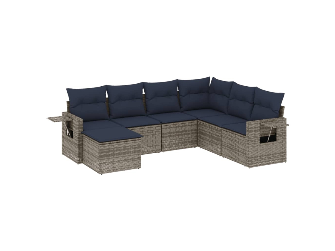 Conjunto de Sofá de Jardim, 7 Peças, Almofadas, Rattan Cinza MAISON EXCLUSIVE